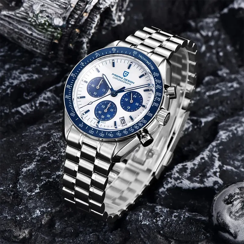 Pagani Design Speedmaster Blue Bezel Men's Watch-  PD-1701